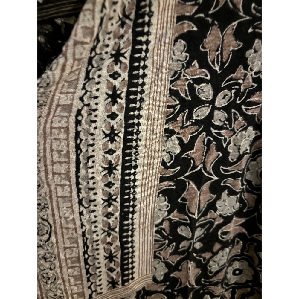Lucky Brand Womens Black Floral Geometric Print V-Neck Boho Top Medium - Picture 2 of 7